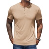 image:imageCOOFANDY Mens Henley Shirts Short Sleeve Casual Basic Henley Tee Summer Button Lightweight Stretch T ShirtsApricot