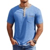 image:imageCOOFANDY Mens Henley Shirts Short Sleeve Casual Button TShirts Basic Tee Shirts Summer Vintage T Shirts with Pocket01 Blue