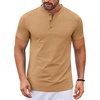 image:imageCOOFANDY Mens Henley Shirts Short Sleeve Casual Stylish Tshirt Lightweight Summer Basic Tee TopsCamel