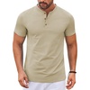 image:imageCOOFANDY Mens Henley Shirts Short Sleeve Casual Stylish Tshirt Lightweight Summer Basic Tee TopsKhaki