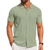 image:imageCOOFANDY Mens Knit Short Sleeve Button Down Polo ShirtsLight Green