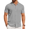 image:imageCOOFANDY Mens Knit Short Sleeve Button Down Polo ShirtsLight Grey