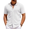 image:imageCOOFANDY Mens Knit Short Sleeve Button Down Shirt Vintage Polo Shirt Casual Summer Beach ShirtsWhite
