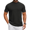 image:imageCOOFANDY Mens Mock Turtleneck Shirts Short Sleeve Casual Basic TShirts Ribbed Solid Pullover TopsBlack