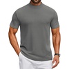 image:imageCOOFANDY Mens Mock Turtleneck Shirts Short Sleeve Casual Basic TShirts Ribbed Solid Pullover TopsDark Grey