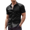 image:imageCOOFANDY Mens Muscle Fit Dress Shirts WrinkleFree Short Sleeve Casual Button Down ShirtBlack