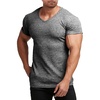 image:imageCOOFANDY Mens Muscle T Shirts Stretch Short Sleeve V Neck Bodybuilding Workout Tee Shirts Ribbed Knit ShirtDark Grey
