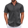 image:imageCOOFANDY Mens Short Sleeve Casual Button Down Shirts Summer Untucked Dress Shirts with PocketWhite Stripeblack