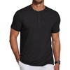 image:imageCOOFANDY Mens Soft Henley Short Sleeve T Shirts Casual Basic Shirt with Pocket 3 Button Tees Summer TopsBlack