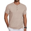 image:imageCOOFANDY Mens Soft Henley Short Sleeve T Shirts Casual Basic Shirt with Pocket 3 Button Tees Summer TopsKhaki