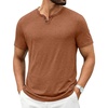 image:imageCOOFANDY Mens T Shirts Short Sleeve Casual V Neck TShirt Soft Notch Neck Tee Classic Plain ShirtsCaramel