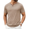 image:imageCOOFANDY Mens T Shirts Short Sleeve Casual V Neck TShirt Soft Notch Neck Tee Classic Plain ShirtsLight Khaki