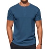 image:imageCOOFANDY Mens TShirts Henley Short Sleeve Cotton Shirts Button Tee Tops  COOFANDYBlue