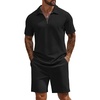 image:imageCOOFANDY Mens Tracksuit Casual 2 Piece Quarter Zip Polo Shirt and Shorts Set Athletic Jogging Sports OutfitsBlack
