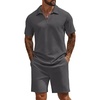 image:imageCOOFANDY Mens Tracksuit Casual 2 Piece Quarter Zip Polo Shirt and Shorts Set Athletic Jogging Sports OutfitsDark Grey