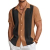 image:imageCOOFANDY Mens Vintage Bowling Shirt Short Sleeve Button Down Summer Cuba Beach ShirtsBrown Black