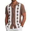 image:imageCOOFANDY Mens Vintage Bowling Shirt Short Sleeve Button Down Summer Cuba Beach ShirtsBrown Diamond