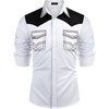 image:imageCOOFANDY Mens Western Cowboy Shirt Embroidered Long Sleeve Slim Fit Casual Cotton Button Down Hippie Shirts with PocketsWhite