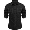 image:imageCOOFANDY Mens Western Cowboy Shirts Long Sleeve Cotton Casual Button Down Work Shirt with Pockets01black