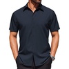 image:imageCOOFANDY Mens Wrinkle Free Dress Shirt Polka Dot Short Sleeve Button Down Business Casual ShirtsBlue Black