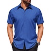 image:imageCOOFANDY Mens Wrinkle Free Dress Shirt Polka Dot Short Sleeve Button Down Business Casual ShirtsDark Blue
