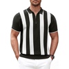 image:imageCOOFANDY Mens Zipper Polo Shirt Casual Knit Short Sleeve Polo T Shirt Classic Fit ShirtsZstripes  Black  White