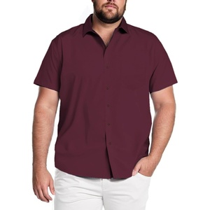image:imageCOOFANDY Big amp Tall Shirts for Men Short Sleeve Button Down Casual Dress ShirtsDeep Red