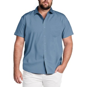 image:imageCOOFANDY Big amp Tall Shirts for Men Short Sleeve Button Down Casual Dress ShirtsGrey Blue