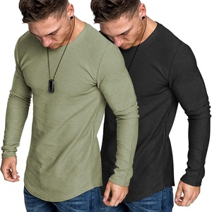 image:imageCOOFANDY Men 2 Pack Muscle Fitted T Shirt Gym Workout Athletic Long Sleeves TeeBlackLight Army Green