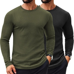 image:imageCOOFANDY Mens 2 Pack Muscle TShirt Stretch Long Sleeve Gym Workout Bodybuilding Training Tee Shirts Casual Hipster TopsBlackArmy Green