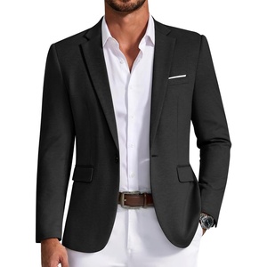 image:imageCOOFANDY Mens Blazer Business Casual One Button Lightweight Sport Coat Solid Knit Suit JacketBlack