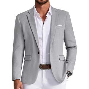 image:imageCOOFANDY Mens Blazer Business Casual One Button Lightweight Sport Coat Solid Knit Suit JacketLight Grey