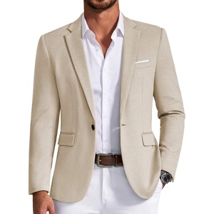image:imageCOOFANDY Mens Blazer Business Casual One Button Lightweight Sport Coat Solid Knit Suit JacketLight Khaki