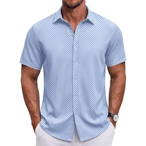 image:imageCOOFANDY Mens Button Down Shirt Short Sleeve Casual Shirt for Men Summer Business Casual Dress ShirtBlack Dotblue