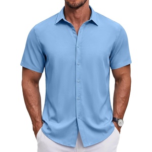 image:imageCOOFANDY Mens Button Down Shirt Short Sleeve Casual Shirt for Men Summer Business Casual Dress ShirtBlue