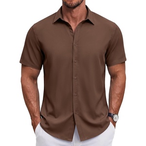 image:imageCOOFANDY Mens Button Down Shirt Short Sleeve Casual Shirt for Men Summer Business Casual Dress ShirtBrown