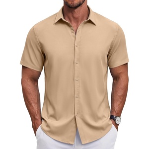 image:imageCOOFANDY Mens Button Down Shirt Short Sleeve Casual Shirt for Men Summer Business Casual Dress ShirtKhaki