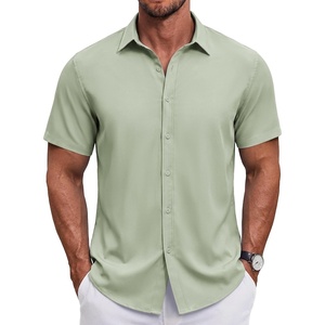image:imageCOOFANDY Mens Button Down Shirt Short Sleeve Casual Shirt for Men Summer Business Casual Dress ShirtLight Green