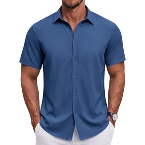 image:imageCOOFANDY Mens Button Down Shirt Short Sleeve Casual Shirt for Men Summer Business Casual Dress ShirtPacifico