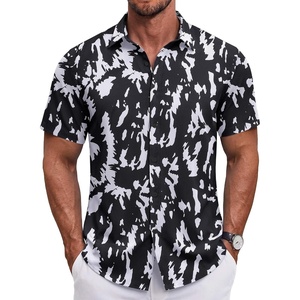image:imageCOOFANDY Mens Button Down Shirt Short Sleeve Casual Shirt for Men Summer Business Casual Dress ShirtWhiteblack Abstract