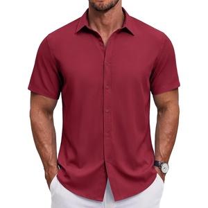 image:imageCOOFANDY Mens Button Down Shirt Short Sleeve Casual Shirt for Men Summer Business Casual Dress ShirtWine Red