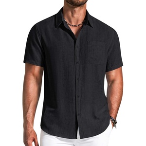image:imageCOOFANDY Mens Button Down Shirts Short Sleeve Casual Shirt Summer Beach Textured ShirtsBlack