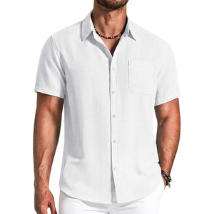 image:imageCOOFANDY Mens Button Down Shirts Short Sleeve Casual Shirt Summer Beach Textured ShirtsWhite