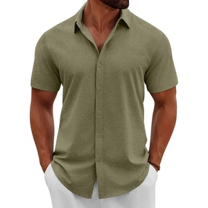 image:imageCOOFANDY Mens Button Down Shirts Short Sleeve Casual Summer Beach Shirts Vacation Wedding ShirtsArmy Green