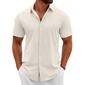 image:imageCOOFANDY Mens Button Down Shirts Short Sleeve Casual Summer Beach Shirts Vacation Wedding ShirtsBeige