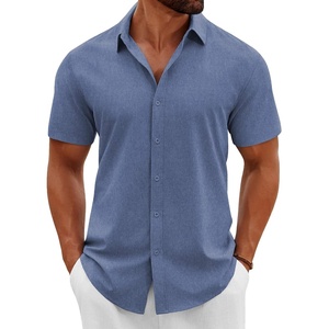 image:imageCOOFANDY Mens Button Down Shirts Short Sleeve Casual Summer Beach Shirts Vacation Wedding ShirtsBlue