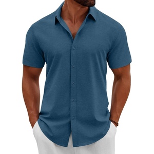 image:imageCOOFANDY Mens Button Down Shirts Short Sleeve Casual Summer Beach Shirts Vacation Wedding ShirtsDeep Blue