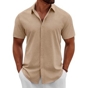 image:imageCOOFANDY Mens Button Down Shirts Short Sleeve Casual Summer Beach Shirts Vacation Wedding ShirtsKhaki