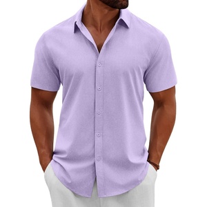 image:imageCOOFANDY Mens Button Down Shirts Short Sleeve Casual Summer Beach Shirts Vacation Wedding ShirtsLavender