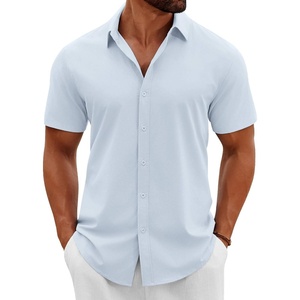 image:imageCOOFANDY Mens Button Down Shirts Short Sleeve Casual Summer Beach Shirts Vacation Wedding ShirtsLight Blue
